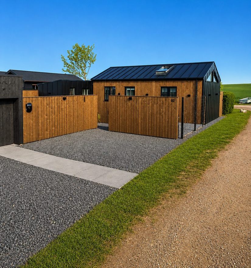 Havehuset — Nyopført fritidshus med sort træfacade og stor terrasse — Kontrast Sommerhuse